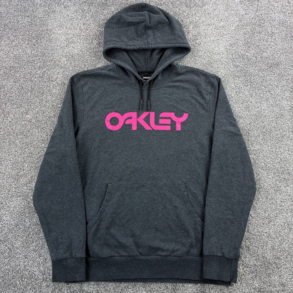 Oakley Hoodie Women's 2XL Gray Pink Logo Regular Fit Activewear Sweatshirt